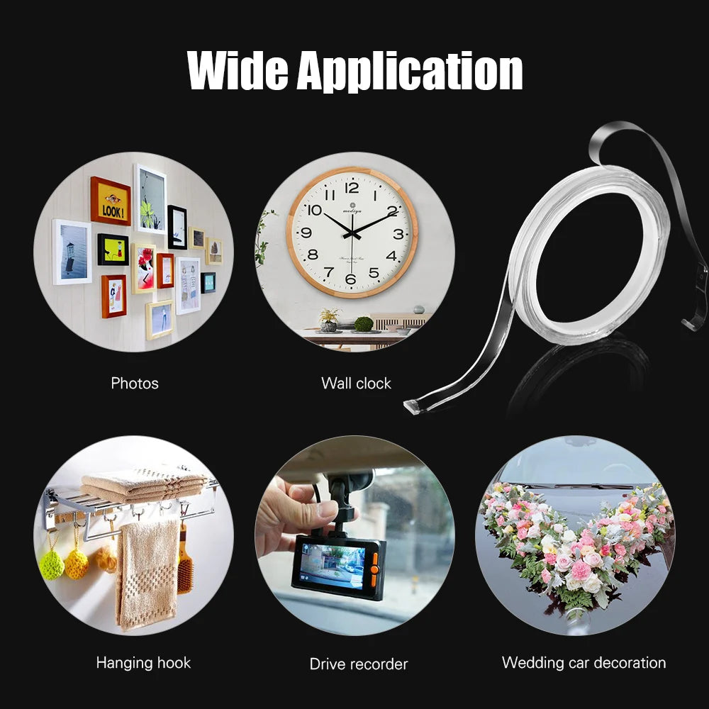1M Washable Traceless Double-sided Adhesive Tape Removable Reusable