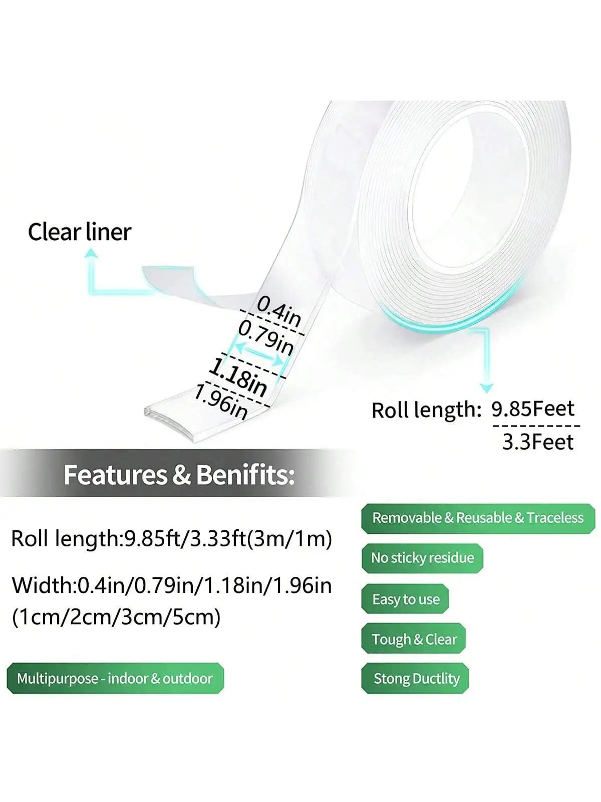 Double Sided Tape Heavy Duty, Extra Large Nano Double Sided Adhesive