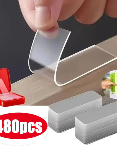 10-480pcs Reusable Super Strong Double-Sided Tape, Nano Transparent