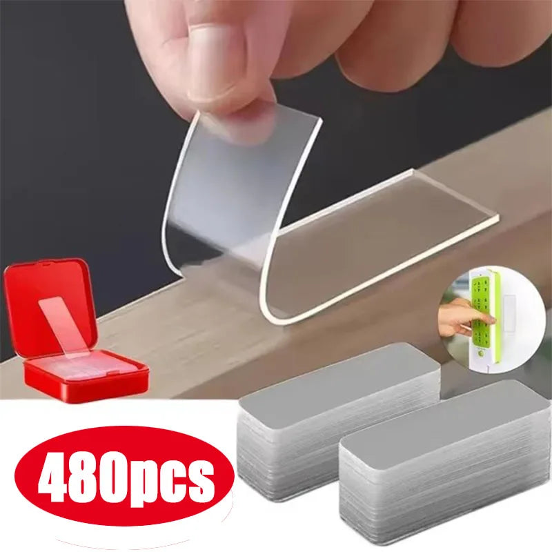 10-480pcs Reusable Super Strong Double-Sided Tape, Nano Transparent