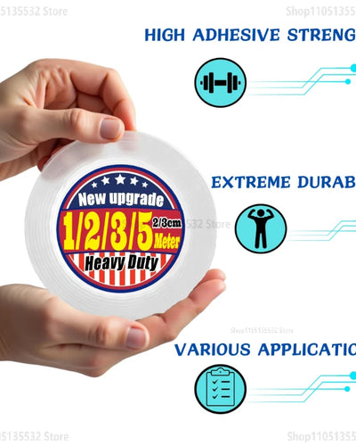 1M/2M/3/5M Transparent Nano Tape Washable and Reusable Double-sided
